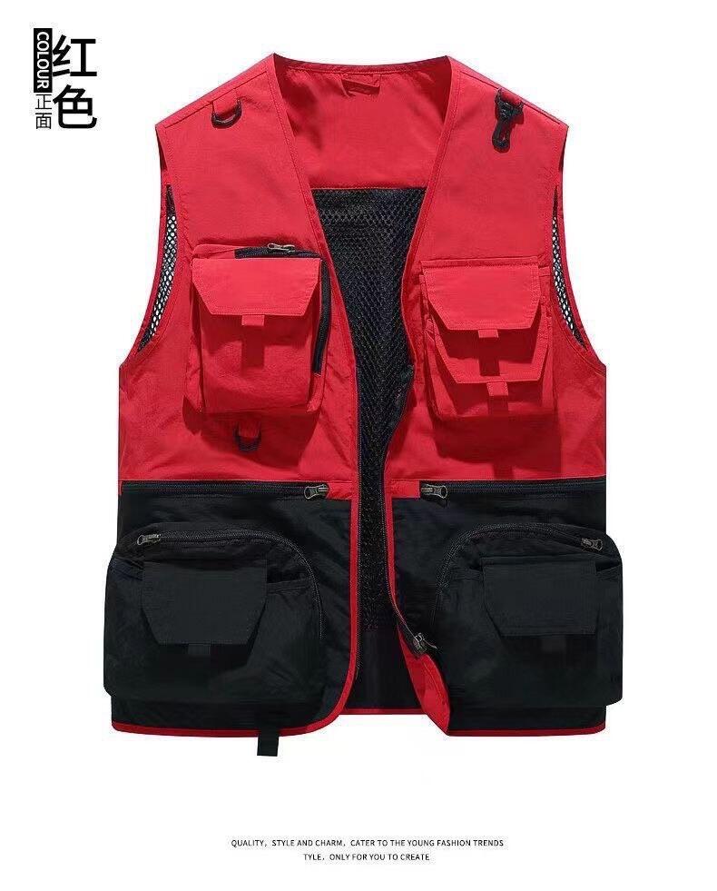 撞色工裝背心