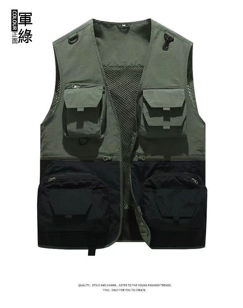 撞色工裝背心