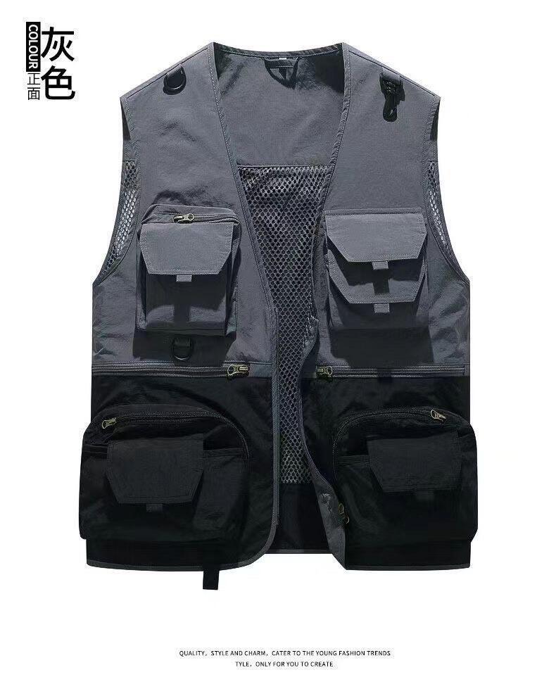 撞色工裝背心